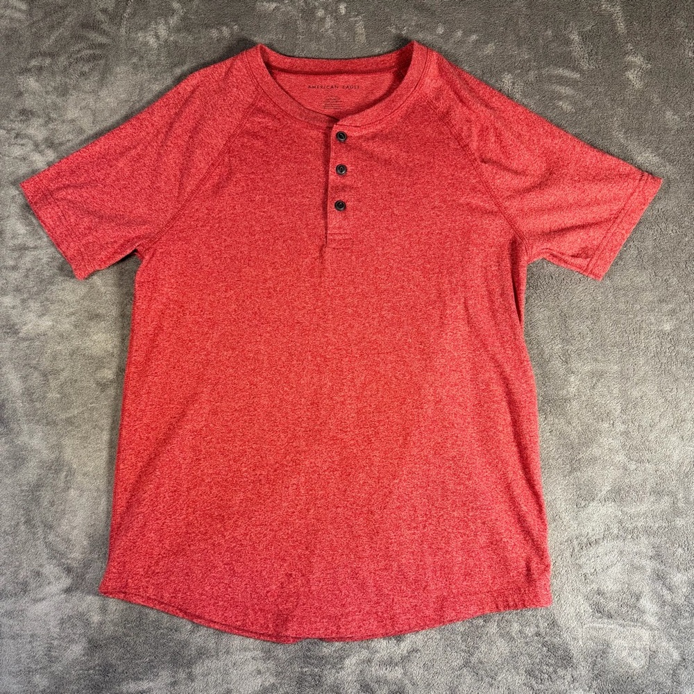American Eagle Outfitters Red Short Sleeve Henley Mens S